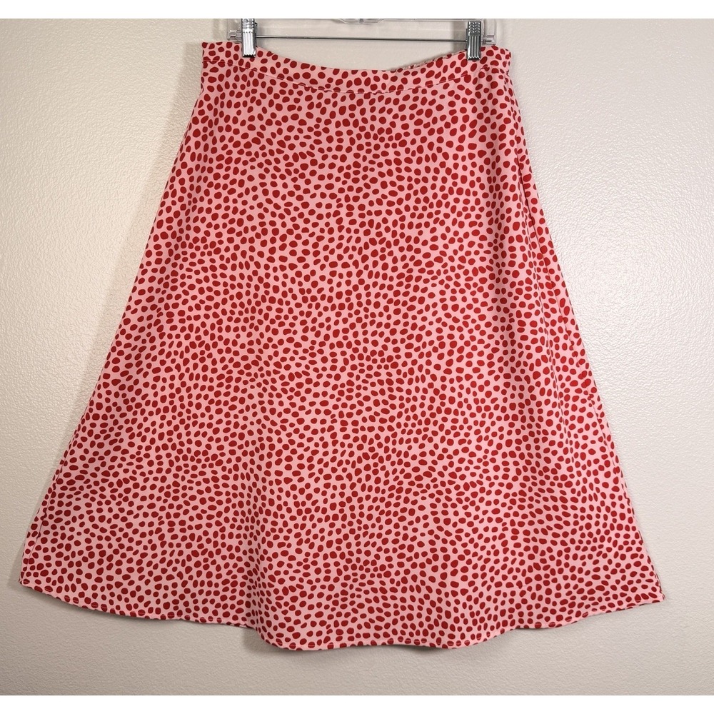 Tahari A Line Pink & Red Polka Dot Midi/Maxi Skirt XL